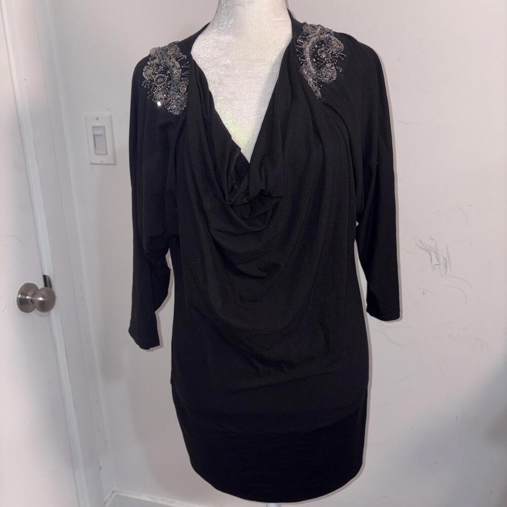 WHBM White Houe Black Market knit Mini Dress Or tunic long shirt top bead Sexy
